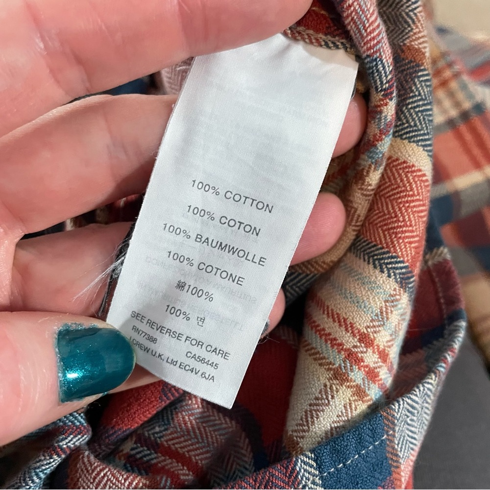 J.Crew Red Blue Plaid Flannel Quarter Button Long Sleeve Shirt Country - Picture 6 of 8